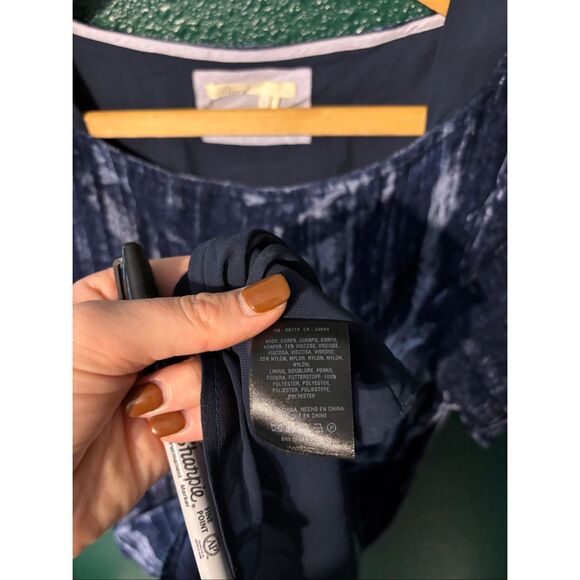 Anthropologie Floreat Crinkled Blue Velvet Pocket oversized Shift Dress Size-Sma - Picture 6 of 7